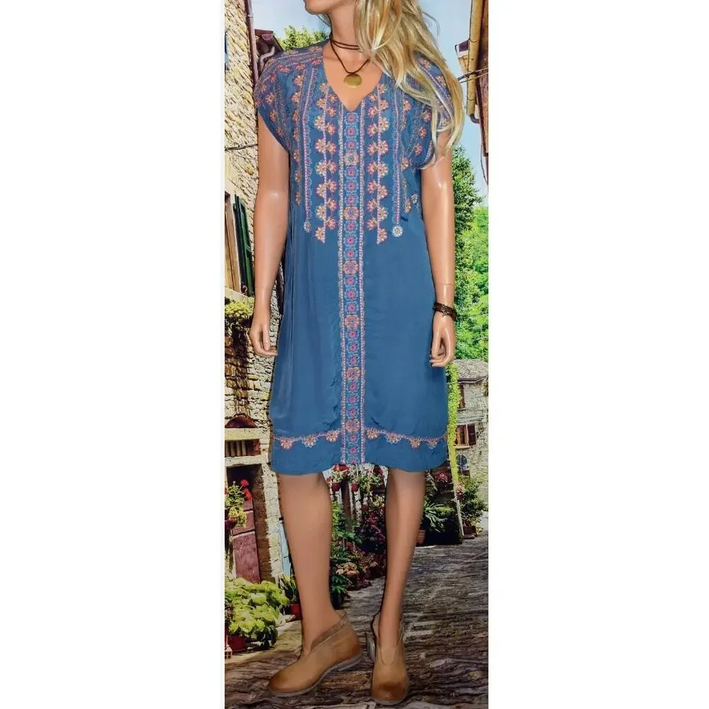 Sundance Garden Melody Beaded Embroidered Bohowestern Dress PS Petite Small - Picture 2 of 12